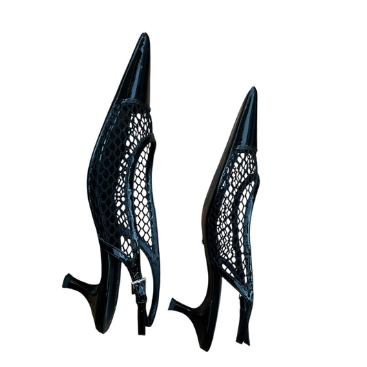 Tony Bianco Black Mesh Slingback Heels