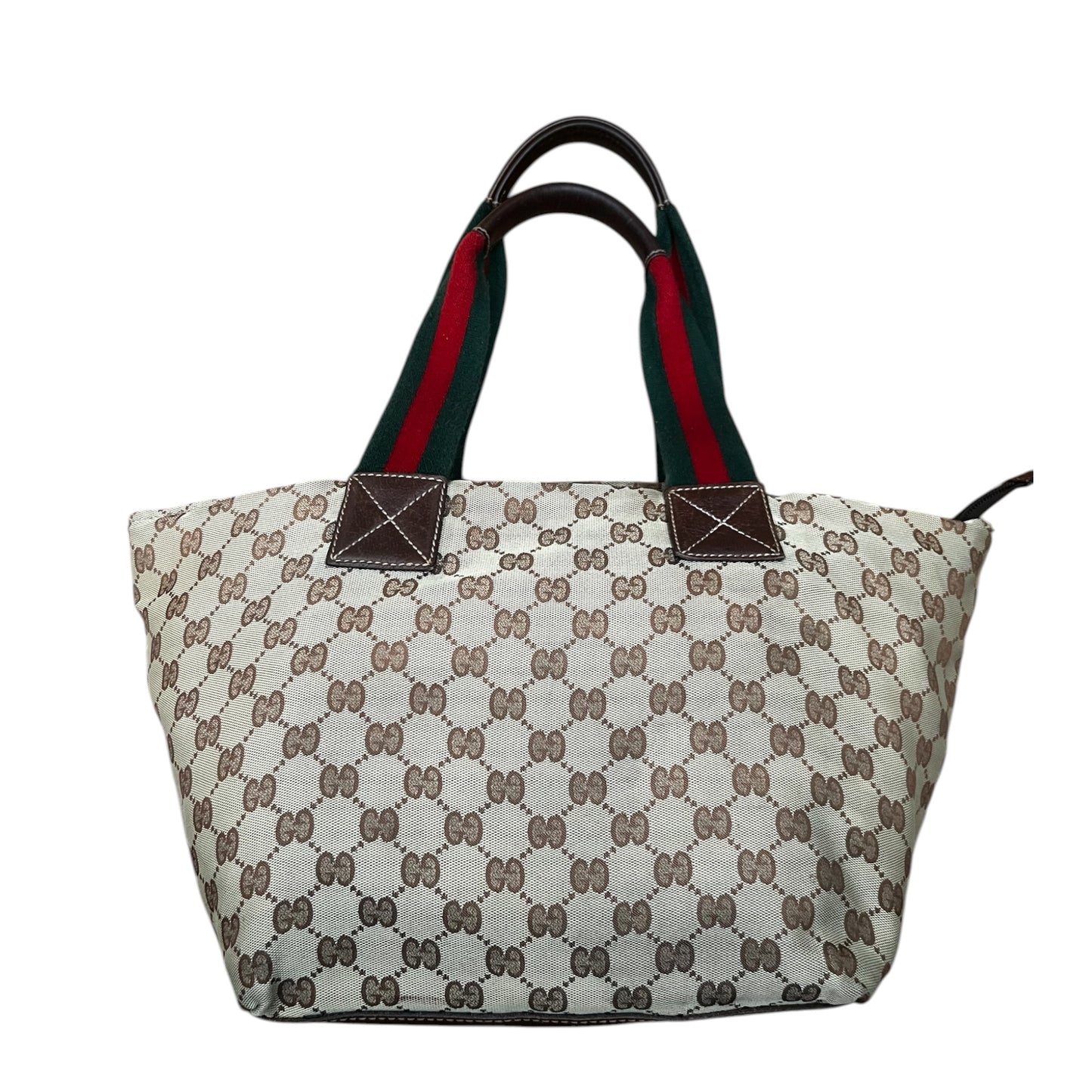 GUCCI GG Canvas Tote with Sherry Line Web Straps