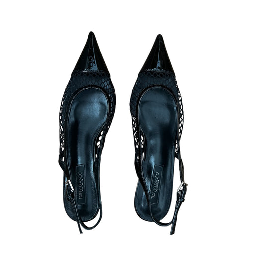 Tony Bianco Black Mesh Slingback Heels